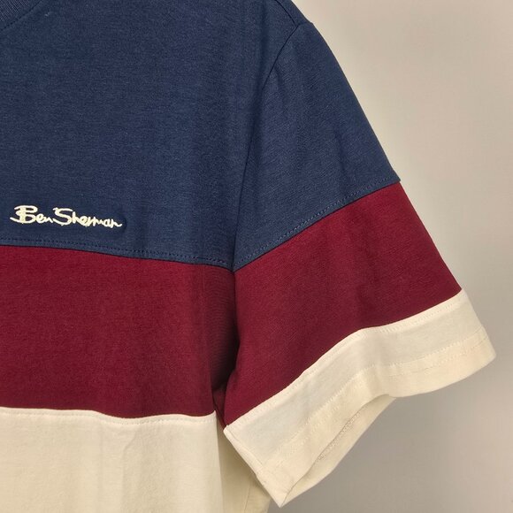 Ben Sherman Grey & Burgundy Cotton T-shirt Size S/M - Picture 4 of 8